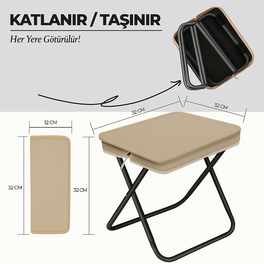 Velora™ Fold&Sit – Katlanabilir Çanta Tabure